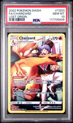 2022 POKEMON SWORD & SHIELD LOST ORIGIN #TG03 FULL ART/CHARIZARD PSA 10 - Image 1