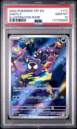 2024 POKEMON TEF EN-TEMPORAL FORCES ILLUSTRATION RARE #177 GASTLY PSA 10 - Image 1
