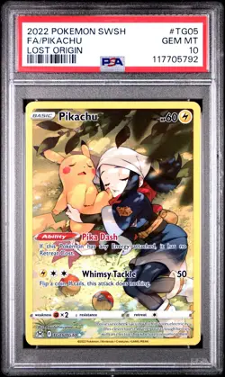 2022 POKEMON SWORD & SHIELD LOST ORIGIN #TG05 FULL ART/PIKACHU PSA 10 - Image 1