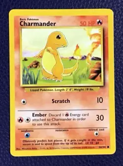 Charmander 1999 Pokemon TCG Vintage Base Set 46/102 Regular Unlimited Common - Image 1