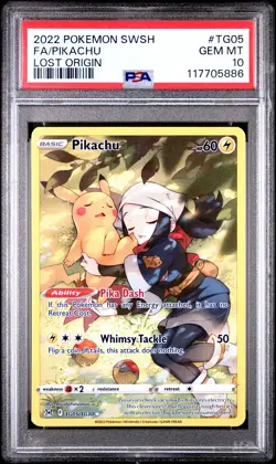 2022 POKEMON SWORD & SHIELD LOST ORIGIN #TG05 FULL ART/PIKACHU PSA 10 - Image 1