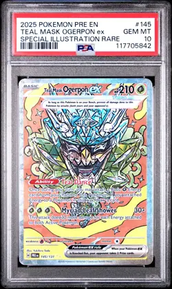 2025 POKEMON PRE EN-PRISMATIC EVOLUTIONS #145 TEAL MASK OGERPON EX PSA 10 - Image 1