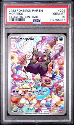 2023 POKEMON PAR EN-PARADOX RIFT ILLUSTRATION RARE #206 MORPEKO PSA 10 - Image 1
