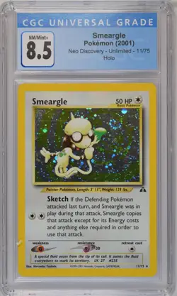 2001 Pokemon Neo Discovery - Smeargle #11/75- Holo - CGC 8.5 NM/M+ - Image 2