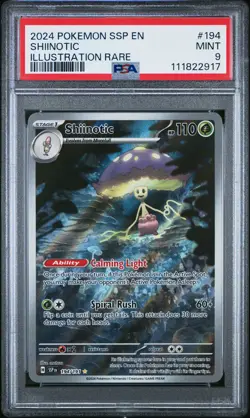 2024 POKEMON SSP EN-SURGING SPARKS ILLUSTRATION RARE #194 SHIINOTIC PSA 9 - Image 1