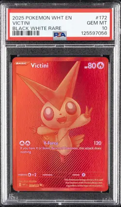 2025 POKEMON WHT EN-WHITE FLARE BLACK WHITE RARE #172 VICTINI PSA 10 - Image 1