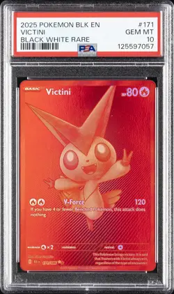2025 POKEMON BLK EN-BLACK BOLT BLACK WHITE RARE #171 VICTINI PSA 10 - Image 1