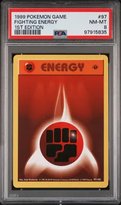 1999 POKEMON BASE SET 1ST EDITION #97 FIGHTING ENERGY PSA 8 - Image 1