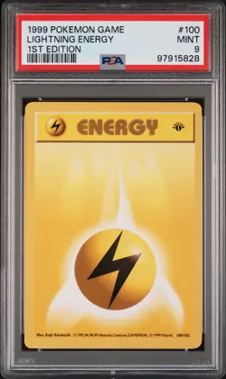 1999 POKEMON BASE SET 1ST EDITION #100 LIGHTNING ENERGY PSA 9 - Image 1