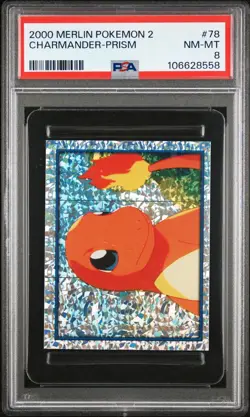 2000 MERLIN POKEMON 2 #78 CHARMANDER-PRISM PSA 8 - Image 1