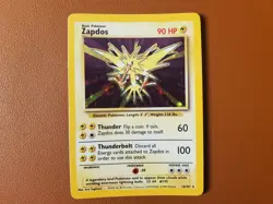 Zapdos Base Set Holo Unlimited Rare Card 16/102 LP Condition Pokemon TCG Card - Image 1