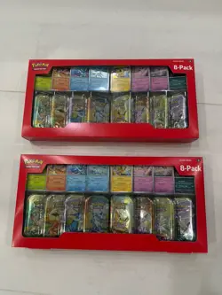 2 Pokemon Prismatic Evolutions Costco 8 Mini-Tin Bundle w/Promo Cards SEALED New - Image 1