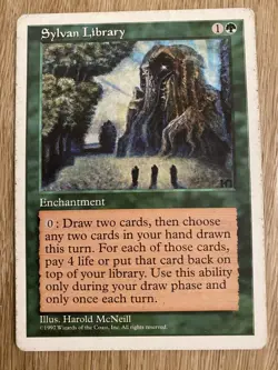 Sylvan Library MTG Core Set 5th Edition HEAVILY PLAYED - Image 1