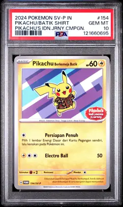 2024 POKEMON INDONESIAN SV-P PROMO #154 PIKACHU IN BATIK SHIRT PSA 10 - Image 1