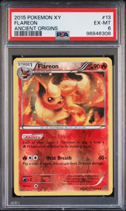 2015 POKEMON XY ANCIENT ORIGINS #13 FLAREON PSA 6 - Image 1