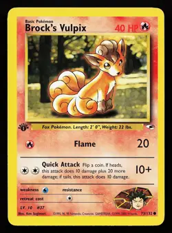 Brock's Vulpix 73/132 1st Edition Gym Heroes Pokemon Card - Image 1