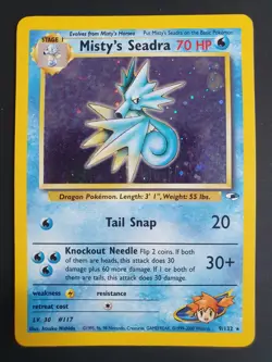 Misty's Seadra 9/132 Holo Swirl - Gym Heroes Set - Pokemon Card - Excellent - Image 1