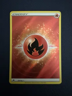 Pokemon TCG Crown Zenith Fire Energy 153/159 Textured Reverse Holo Card NM - Image 1