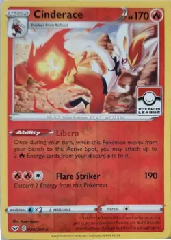4x NM-Mint Cinderace - 034/202 - Reverse Holo - Pokemon League Promo Pokemon Lea - Image 1