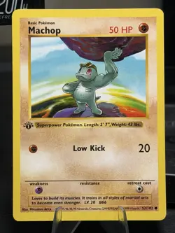 Pokemon Base Set Machop 52/102 1st Edition Shadowless - Image 1