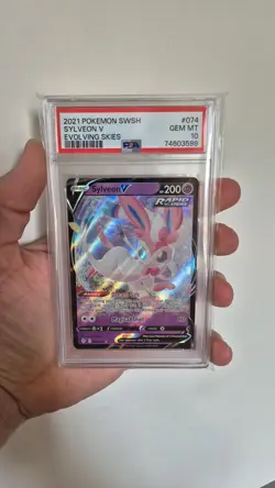 PSA 10 SYLVEON V 074/203 2021 Pokemon Sword & Shield Evolving Skies Gem Mint - Image 1