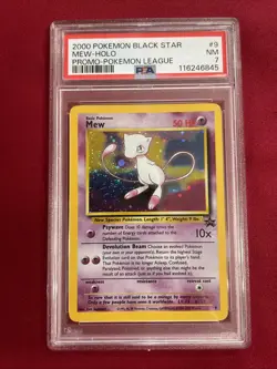 Graded PSA 7 2000 Pokemon Black Star Mew-Holo Promo-Pokemon League #9 NM - Image 1