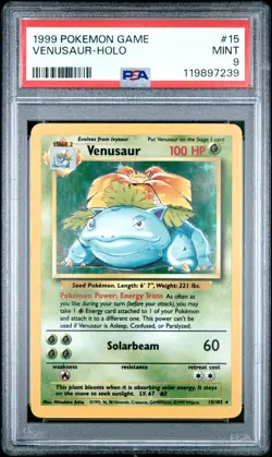 1999 POKEMON BASE SET UNLIMITED #15 VENUSAUR-HOLO PSA 9 - Image 1