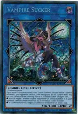 Yugioh! HP Vampire Sucker - FLOD-EN050 - Secret Rare - 1st Edition Heavily Playe - Image 1