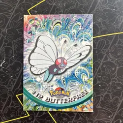 #12 BUTTERFREE BLACK Logo Pokemon Topps TV Animation Edition Card 1999 2000 D1 - Image 1
