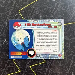 #12 BUTTERFREE BLACK Logo Pokemon Topps TV Animation Edition Card 1999 2000 D1 - Image 2