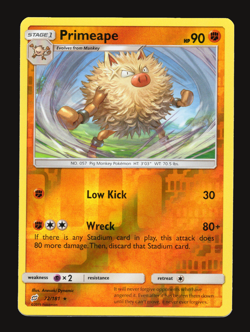 Pokemon TCG Primeape Team Up Sun & Moon SM 72 Reverse Holo NM Card - Image 1