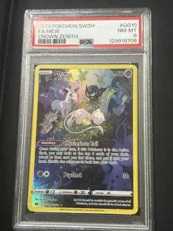 POKEMON 2023 Crown Zenith Full Art MEW #GG10 PSA 8 RARE - Image 1