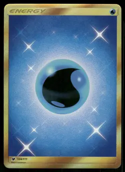 Water Energy (Secret) 124/111 Secret Rare Holo NM Pokemon SM - Crimson Invasion - Image 1