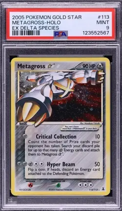 Pokemon Metagross Gold Star EX Delta Species Holo Rare #113 PSA 9 Mint SWIRL - Image 1