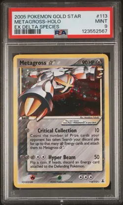 Pokemon Metagross Gold Star EX Delta Species Holo Rare #113 PSA 9 Mint SWIRL - Image 2