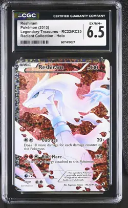 CGC 6.5 Reshiram Legendary Treasures RC22/RC25 Radiant Collection Holo Pokemon - Image 1