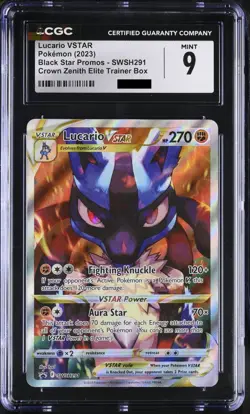 Lucario VSTAR SWSH 291 POKEMON Black Star Crown Zenith Elite Trainer Promo CGC 9 - Image 1