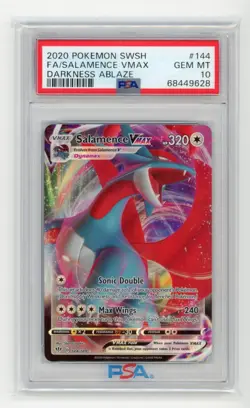 Salamence VMAX Full Art 2020 Pokemon Sword & Shield Darkness Ablaze #144 PSA 10 - Image 1
