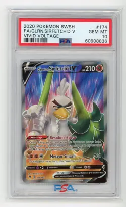 Galarian Sirfetch'd V 2020 Pokemon Sword & Shield Vivid Voltage #174 PSA 10 - Image 1