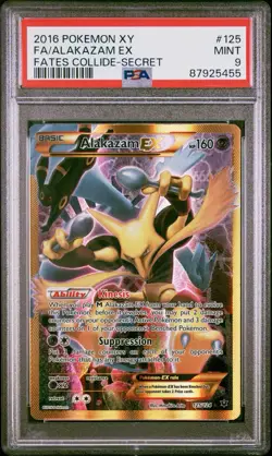 PSA 9 ALAKAZAM ex (SECRET) #125 - 2016 POKEMON XY FATES COLLIDE - FULL ART - Image 1