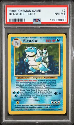 1999 POKEMON BASE SET UNLIMITED #2 BLASTOISE-HOLO PSA 8 - Image 1