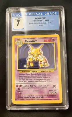 1999 Pokemon Base Set Holo #1 Alakazam CGC 7 - Image 1