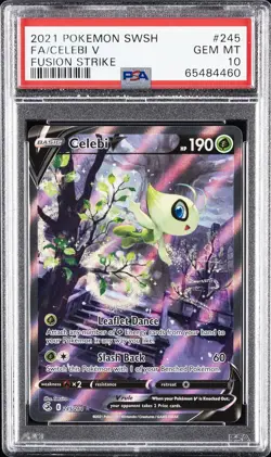 2021 POKEMON SWORD & SHIELD FUSION STRIKE #245 FULL ART/CELEBI V PSA 10 - Image 1