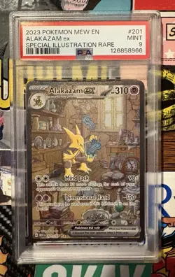 2023 POKEMON MEW EN-151 SPECIAL ILLUSTRATION RARE #201 ALAKAZAM EX PSA 9 - Image 1
