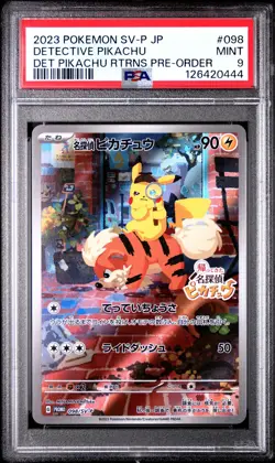 2023 POKEMON JPN SV-P PROMO #098 DETECTIVE PIKACHU PSA 9 - Image 1