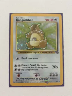 RARE Vintage Pokemon TCG 5/64 Kangaskhan Jungle Unlimited Holo Card LP 1999 - Image 2