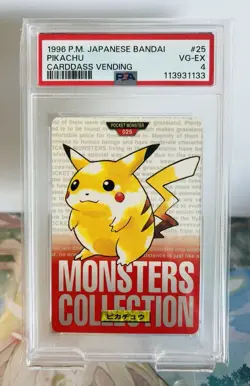 Pikachu Bandai Carddass Vending Japanese Pokemon “ROOKIE” Card (1996) - PSA 4 - Image 1