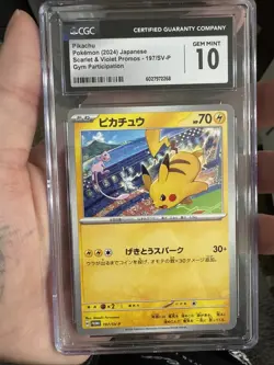 CGC 10 Pikachu 197/SV-P Promo Scarlet & Violet Gym Participation Pokemon Card - Image 1