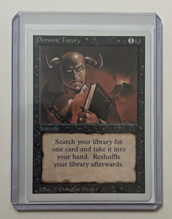 MAGIC THE GATHERING DEMONIC TUTOR SINGLE CARD REVISED 1993 MTG CCG SLEEVED - Image 1