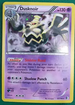 Pokemon Dusknoir 63/149 Rare Holo BW Boundaries Crossed - Near Mint Condition - Image 1